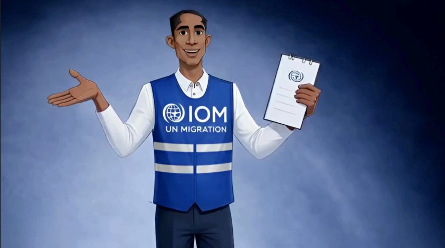 IOM resettlement animation, an IOM officer introducing the journey